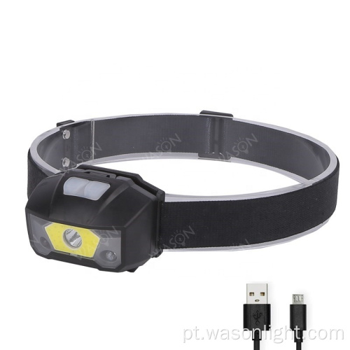 Novo sensor de movimento, a cabeça recarregável Torch Bream Wide Beam Led Head Lamp para acampar ao ar livre e doméstico